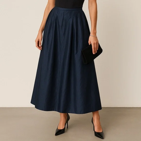 Vintage Jones New York Navy A-Line Full Skirt - Picture 3 of 7